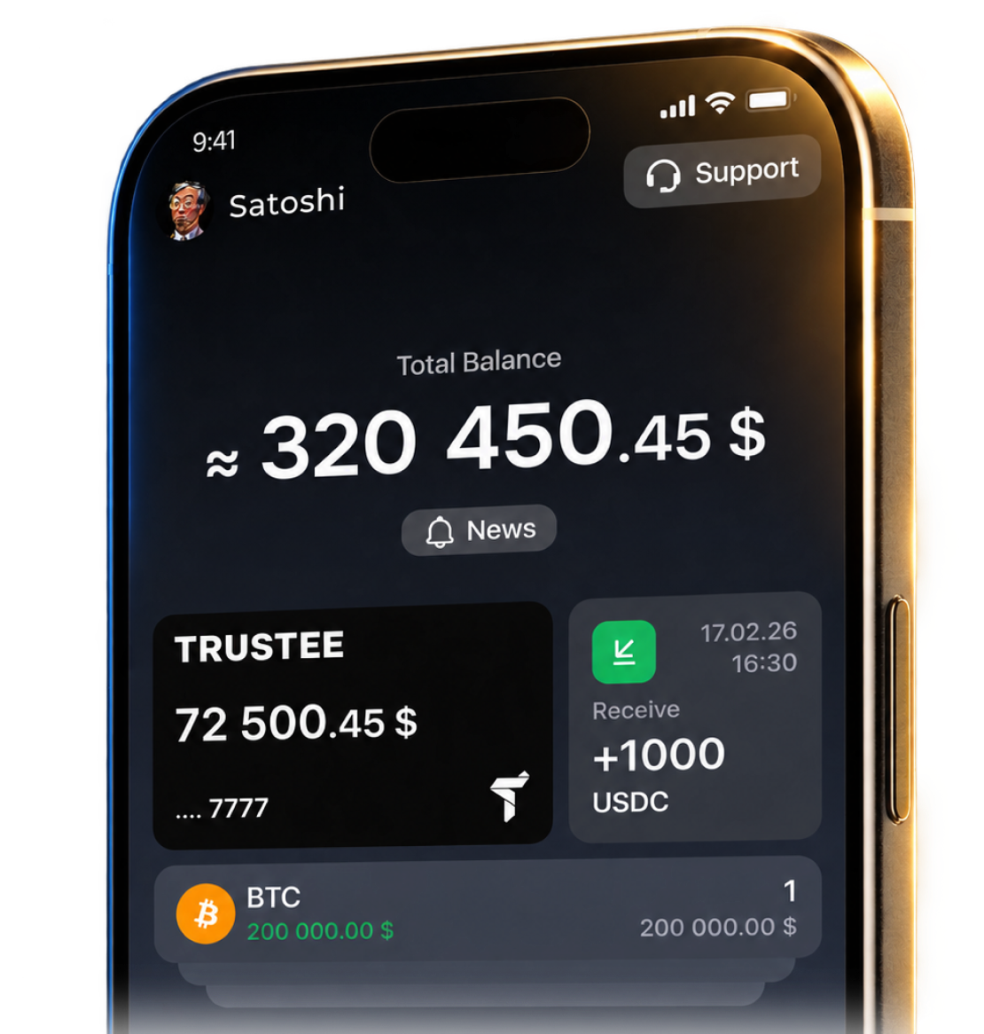 Trustee Plus app on a smartphone