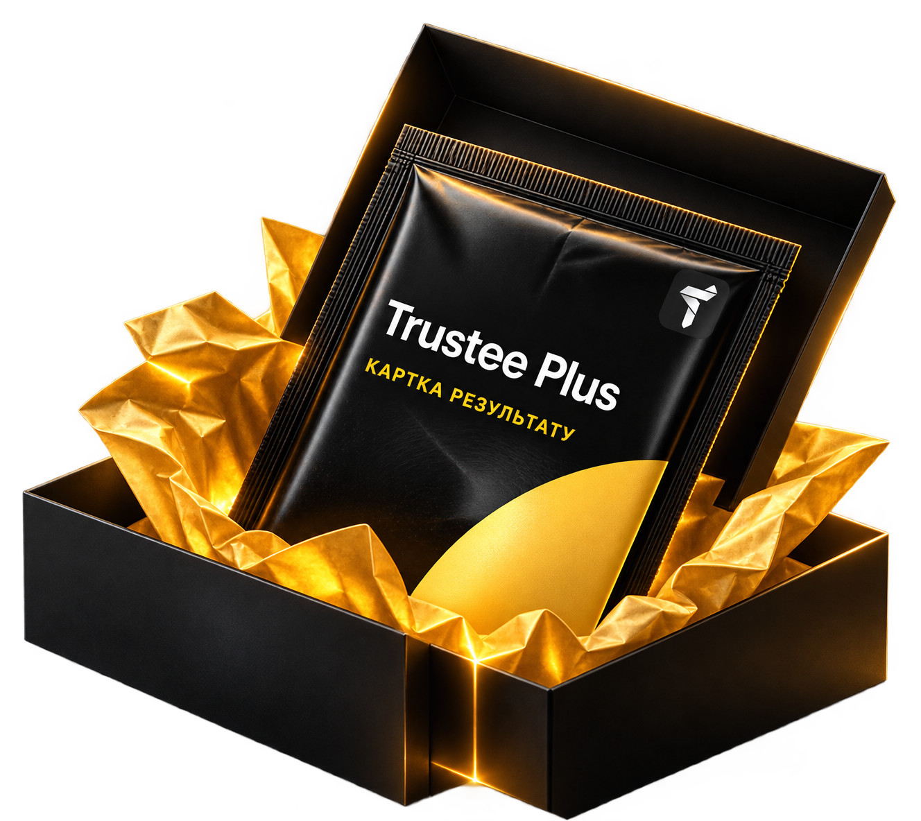 Trustee Plus result card in a gift box